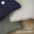 Foindtower Set of 2 Decorative Linen Fringe Throw Pillow Covers Cozy Boho Farmhouse Cushion Cover with Tassels Soft Accent Pillowcase for Couch Chair Sofa Bed Living Room Home Decor,18×18 Inch,Beige