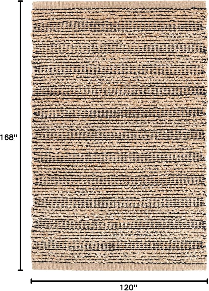 Dash and Albert Simba Black Handwoven Jute Rug, 9.5 X 13.5 Feet, Black Solid Pattern - Premium Luxury Hotel Quality Soft Breathable Hypoallergenic Machine Washable Easy Care All Season Comfortable