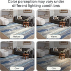 GENIMO 5X7 Washable Modern Area Rugs for Living Room, Non-Slip Low Pile Chenille Print Rug, Soft Rugs for Bedroom Dining Room Home Office, Indigo Drift