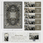 8x10 Area Rugs for Living Room: Washable Rug Soft Vintage Boho Medallion Carpet Indoor Non-Slip Stain Resistant Large Carpets for Bedroom Dining Room Farmhouse Nursery Home Office Black Gold