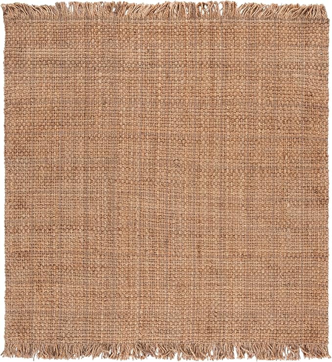 SAFAVIEH Natural Fiber Collection Area Rug - 6' Square, Natural, Handmade Jute, Ideal for Living Room, Bedroom, Dining Space (NF602A)