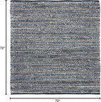 SAFAVIEH Cape Cod Collection Area Rug - 6' Square, Blue & Natural, Handmade Flat Weave Braided Jute & Cotton, Ideal for High Traffic Areas in Living Room, Bedroom (CAP363A)