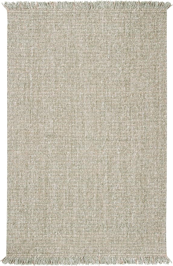 SAFAVIEH Natural Fiber Collection Area Rug - 6' x 9', Green & Natural, Handmade Woven Fringe Jute, Ideal for High Traffic Areas in Living Room, Bedroom (NF826Y)
