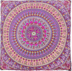 Popular Handicrafts Floor Pillow Cushion Cover - Hippie Mandala Square Ottoman Indian Elephant Camel Daybed Oversized Cotton Cushion Cover with Heavy Duty Zipper - Dog-Pets Bed, 35" Maroon Pink