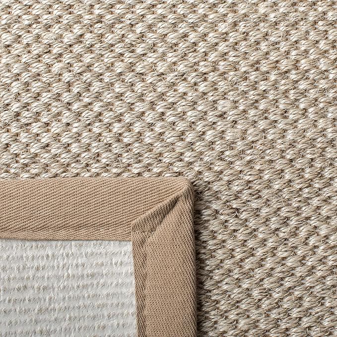 Safavieh Area Rug 6x8 - Natural Fiber Collection - Marble & Linen Color, Sisal, Woven Design with Border (NF143B)