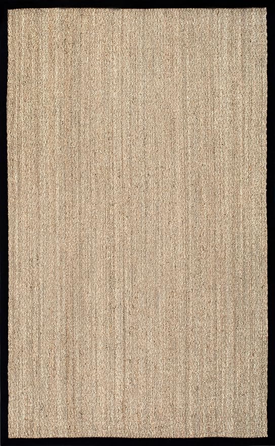 Nuloom Elijah Black/Natural, 8' x 10', Basketweave, Seagrass, Soft and Textured, High Traffic, Stain Resistant, Easy Clean, Durable Area Rug for Bedroom, Living Room, Dining, Den, Foyer, Entryway