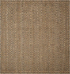 SAFAVIEH Natural Fiber Collection Area Rug - 7' Square, Natural & Grey, Handmade Jute, Ideal for High Traffic Areas in Living Room, Bedroom (NF181D)