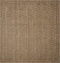 SAFAVIEH Natural Fiber Collection Area Rug - 5' Square, Natural & Grey, Handmade Jute, Ideal for High Traffic Areas in Living Room, Bedroom (NF181D)