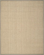 SAFAVIEH Area Rug 8x10 - Natural Fiber Collection - Large - Natural & Grey, Seagrass, Basketweave Pattern (NF114P)