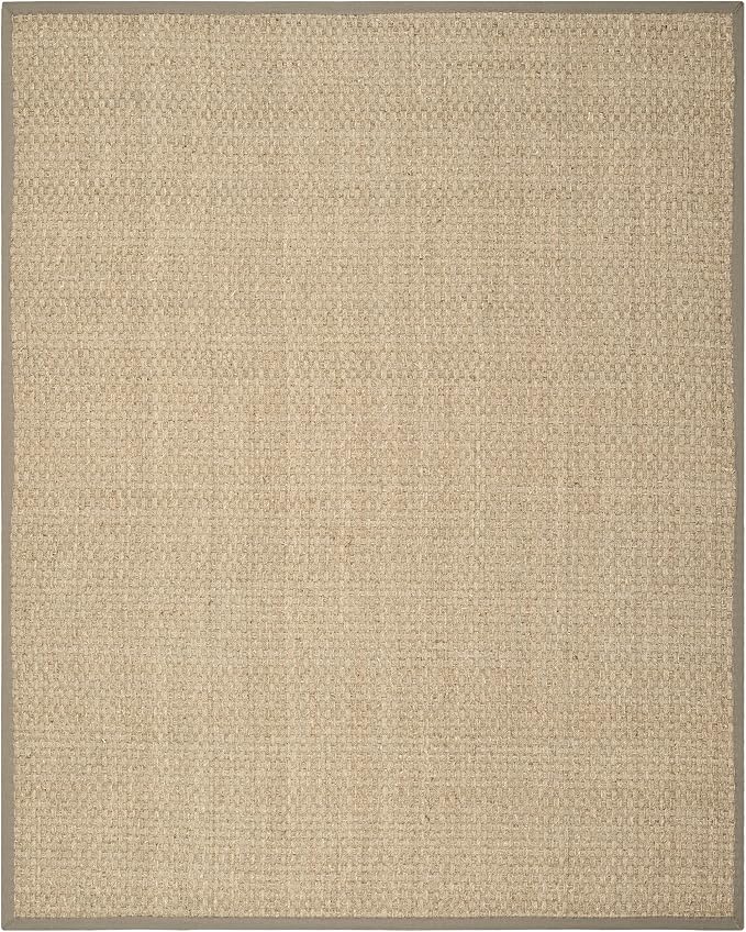 SAFAVIEH Area Rug 8x10 - Natural Fiber Collection - Large - Natural & Grey, Seagrass, Basketweave Pattern (NF114P)