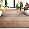 SAFAVIEH Natural Fiber Collection Area Rug - 6' x 9', Natural & Grey, Handmade Stripe Boho Farmhouse Rustic Braided Jute, Ideal for High Traffic Areas in Living Room, Bedroom (NFB262F)