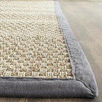 SAFAVIEH Natural Fiber Collection Runner Rug - 2'6" x 6', Natural & Dark Grey, Seagrass, Basketweave Pattern with Border (NF114Q)