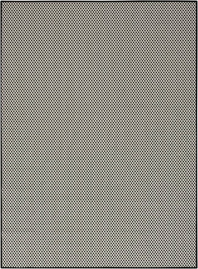 Nourison Home Courtyard Black White 6' x 9' Area Rug - Easy Clean, Non Shedding, Bed Room, Living Room, Dining Room, Kitchen (6' x 9')