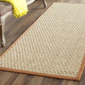 SAFAVIEH Natural Fiber Collection Runner Rug - 2'6" x 12', Natural & Brown, Seagrass, Basketweave Pattern with Border (NF114B)