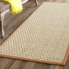 SAFAVIEH Natural Fiber Collection Runner Rug - 2'6" x 10', Natural & Brown, Seagrass, Basketweave Pattern with Border (NF114B)