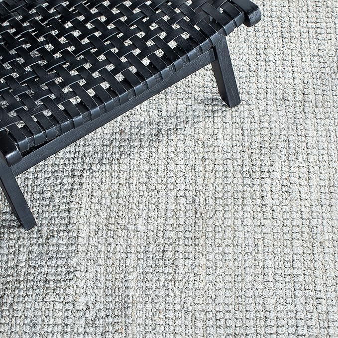 SAFAVIEH Natural Fiber Collection 5' Round Grey NF730F Handmade Farmhouse Premium Jute Area Rug