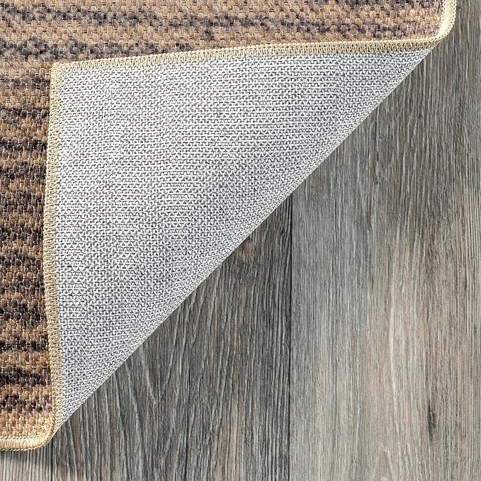 Nuloom Dori Natural/Grey, 3' x 5', Geometric, Recycled Polyester, Soft and Textured, High Traffic, Stain Resistant, Easy Clean, Durable Washable Runner for Bedroom, Living Room, Dining, Den, Foyer