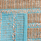 SAFAVIEH Natural Fiber Collection Area Rug - 9' x 12', Teal & Natural, Handmade Flat Weave Stripe Jute & Cotton Jute, Ideal for High Traffic Areas in Living Room, Bedroom (NFB655K)