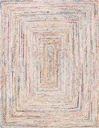 SAFAVIEH Area Rug 8x10 - Cape Cod Collection - Large - Beige & Multi, Handmade Jute & Cotton, Woven Braided Design (CAP202B)