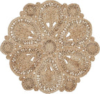 SAFAVIEH Area Rug 4' Round - Natural Fiber Collection - Natural Brown, Handmade Jute, Decorative Boho Floral Design (NF360A)