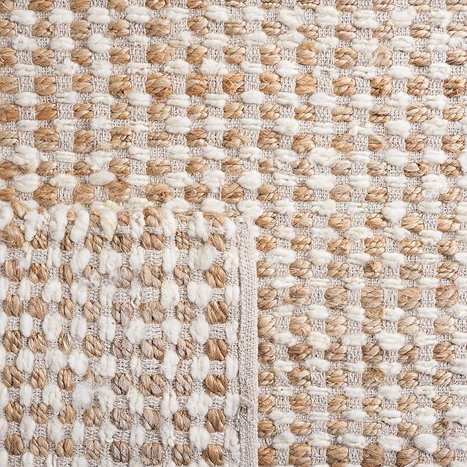 SAFAVIEH Natura Collection Area Rug - 6' Round, Beige & Ivory, Handmade Flat Weave Wool & Jute, Ideal for High Traffic Areas in Living Room, Bedroom (NAT349B)