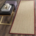 SAFAVIEH Natural Fiber Collection Runner Rug - 2'6" x 12', Maize & Burgundy, Sisal, Woven Design with Border (NF141D)