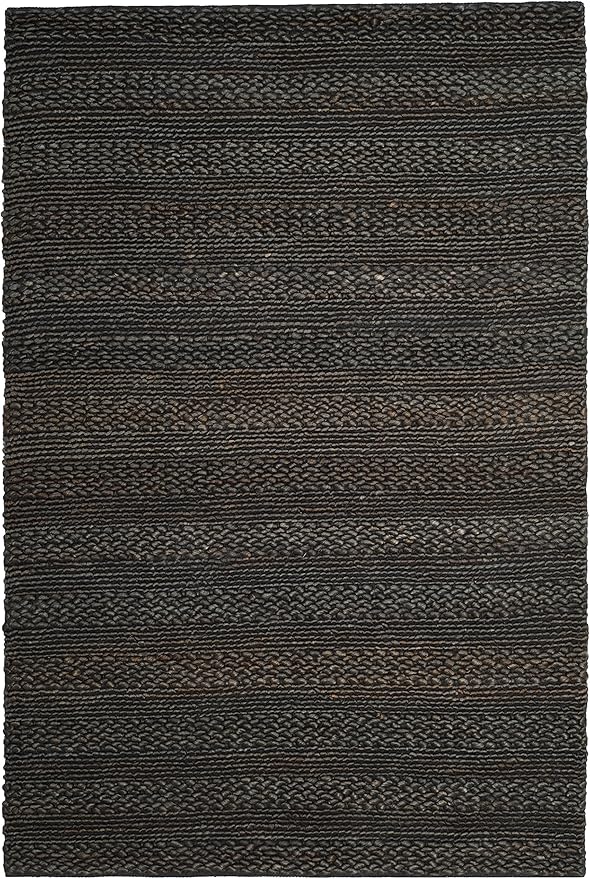 SAFAVIEH Area Rug 4x6 - Natural Fiber Collection - Charcoal, Handmade Jute, Braided Woven Design, Ideal for Entryway, Living Room, Bedroom (NF212C)