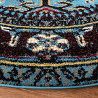 SAFAVIEH Vintage Hamadan Collection Area Rug - 3' Round, Light Blue & Black, Traditional Persian Design, Non-Shedding & Easy to Clean, Ideal for Living Room, Bedroom, Dining Space (VTH211M)