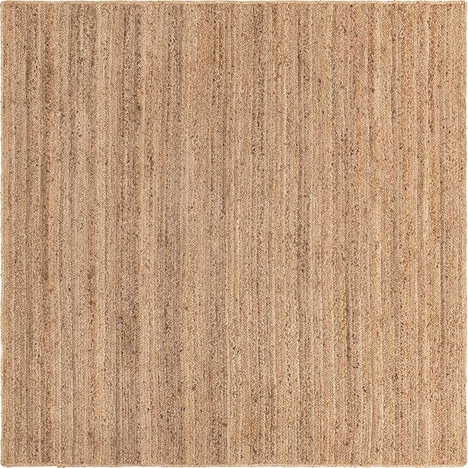 Unique Loom Braided Jute Collection Area Rug - Dhaka (8' Square, Natural)