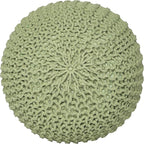 REDEARTH · Round Pouf Foot Stool Ottoman - Cotton Knitted Cord Boho Pouffe - Cable Poof Filled Footrest Stuffed for Living Room - Nursery - Bedroom - Patio - Lounge (19.5"x19.5"x14") - Kiwi
