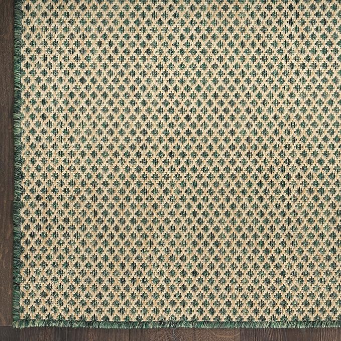 Nourison Home Courtyard Green 8' x 10' Area Rug - Easy Clean, Non Shedding, Bed Room, Living Room, Dining Room, Kitchen (8' x 10')