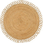 Hand Woven Braided Jute Rug - 4' Round - Reversible Farmhouse Dining Room Rug, Living Room, Bedroom, Kitchen - Natural Decorative Floor Circle Boho Entry Area Rugs - 4 Foot Round Rug