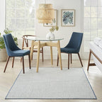 Nourison Home Courtyard Ivory Blue 5' x 7' Area Rug - Easy Clean, Non Shedding, Bed Room, Living Room, Dining Room, Kitchen (5' x 7')