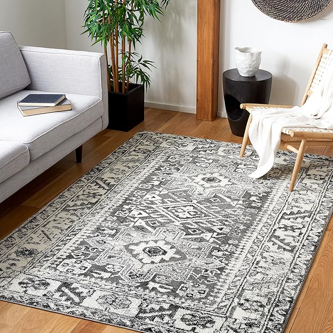 SAFAVIEH Area Rug 8x10 - Vintage Hamadan Collection - Large - Grey & Ivory, Traditional Persian Design, Non-Shedding & Easy Cleaning, Ideal for Living Room, Bedroom, Dining Space (VTH211G)
