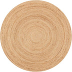 SAFAVIEH Natural Fiber Round Collection 6' Round Natural NFB310A Handmade Boho Braided Jute Area Rug