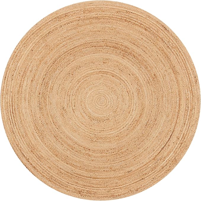 SAFAVIEH Natural Fiber Round Collection 6' Round Natural NFB310A Handmade Boho Braided Jute Area Rug