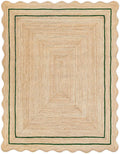 Wave Scalloped Natural Jute Rug Boho Jute Rug Entryway Runner Rug Farmhouse Scallop Rug, Green (11'x14')