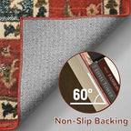 YJ.GWL Area Rugs for Living Room 9x12 Machine Washable Rugs, Non Slip Floral Vintage Rug Indoor Carpet, Stain Resistant Large Rug for Bedroom Dining Room, Orange-Red