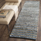 SAFAVIEH Cape Cod Collection Runner Rug - 2'3" x 8', Blue & Natural, Handmade Flat Weave Braided Jute & Cotton, Ideal for High Traffic Areas in Living Room, Bedroom (CAP363A)