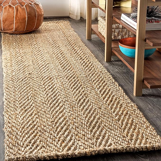 JONATHAN Y Espina Hand Woven Herringbone Chunky Jute Natural Runner Rug, 2x8, Bohemian, Cottage, Easy-Cleaning for Living Room, Bedroom, Kitchen, Pet Friendly, Non-Shedding (NFR101A-28)