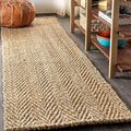 JONATHAN Y Espina Hand Woven Herringbone Chunky Jute Natural Runner Rug, 2x8, Bohemian, Cottage, Easy-Cleaning for Living Room, Bedroom, Kitchen, Pet Friendly, Non-Shedding (NFR101A-28)