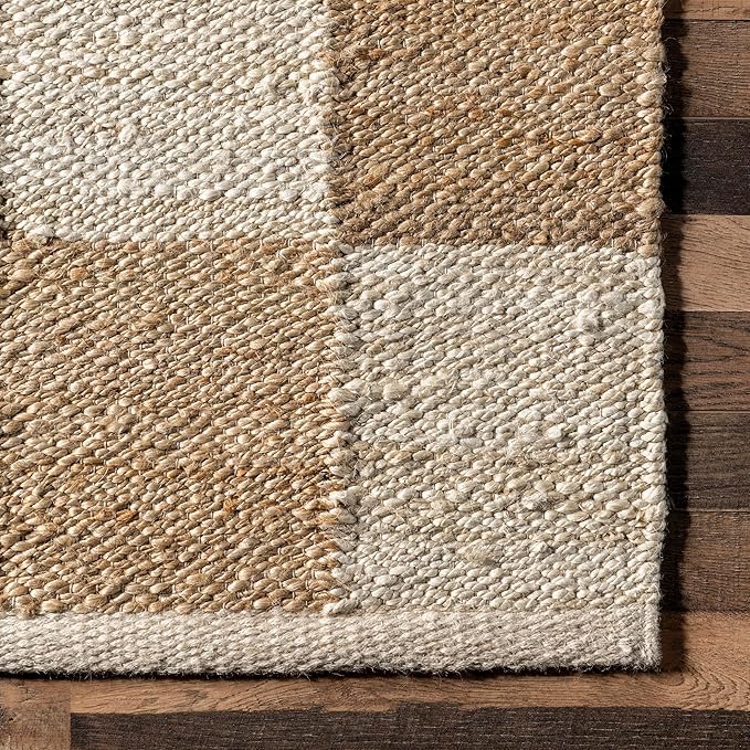 Nuloom Christana Ivory, 7'6" x 9'6", Handmade, Jute & Cotton, Soft and Textured, High Traffic, Stain Resistant, Easy Clean, Durable Area Rug for Bedroom, Living Room, Dining Space, Den, Foyer