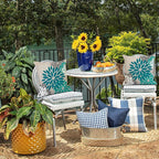 DFXSZ Dark Blue Green Outdoor Pillow Covers 20X20 Inch Set of 2 Spring Teal Flower Pillow Case Outdoor Waterproof Decor for Patio Funiture Garden Polyester pillowcovers 002D20