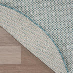 Nourison Home Courtyard Ivory Aqua 5' x Round Area Rug - Easy Clean, Non Shedding, Bed Room, Living Room, Dining Room, Kitchen (5' x Round)