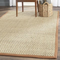 SAFAVIEH Area Rug 5x8 - Natural Fiber Collection - Natural & Brown, Seagrass, Basketweave Pattern with Border (NF114B)