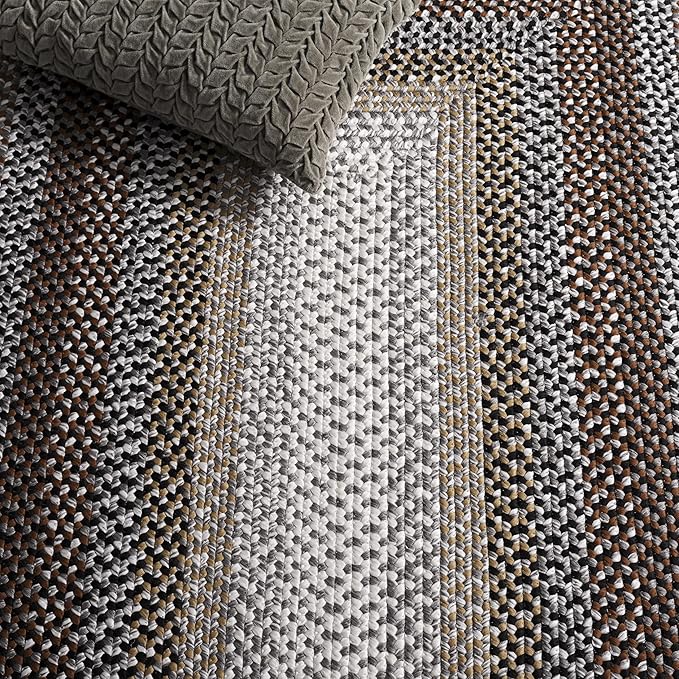SAFAVIEH Washable Rug Outdoor Braided Collection - 6' x 9', Brown & Multi, Handmade & Reversible, Non-Shedding & Easy to Clean, Ideal for Patio, Backyard, Mudroom (BRD308T)