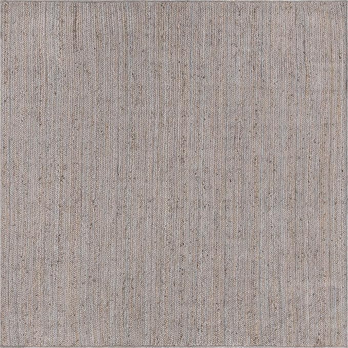 Unique Loom Braided Jute Collection Area Rug - Dhaka (8' Square, Gray)