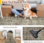 Vintage Area Rug 3x5 Brown Entryway Office Washable Carpet Non Slip Bedroom Indoor Living Room Door Mat Low Pile Traditional Distressed Retro Accent Rug for Dining Room Bathroom Kitchen