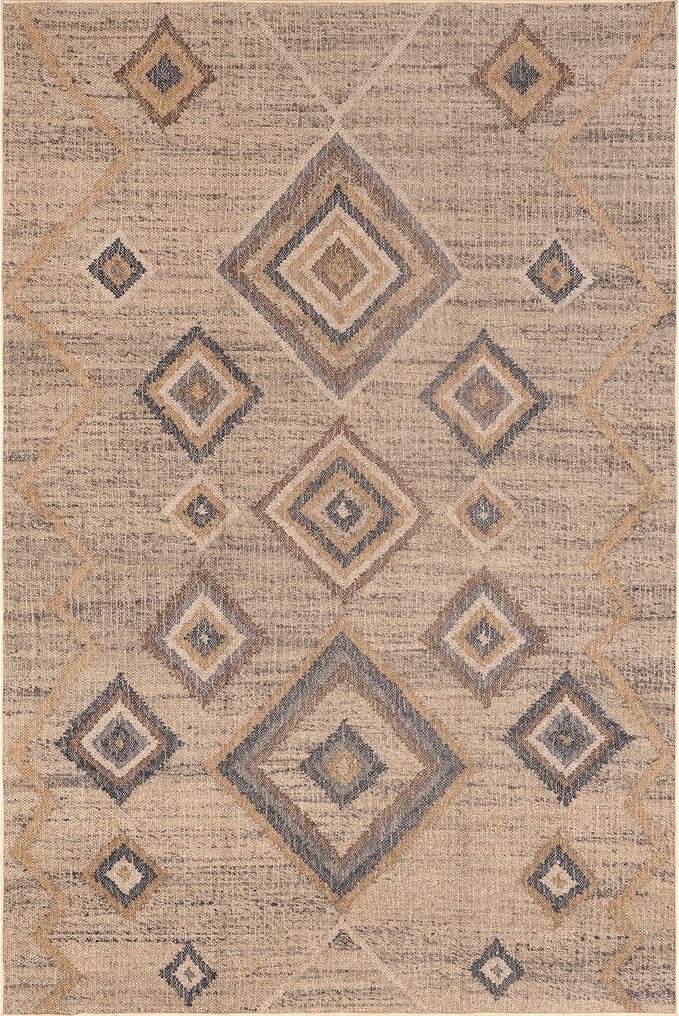 Nuloom Jonie Natural/Ivory, 4' x 6', Diamonds, Soft and Textured, High Traffic, Stain Resistant, Easy Clean, Durable, Machine Washable Area Rug for Bedroom, Living Room, Dining, Den, Foyer, Entryway