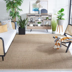 SAFAVIEH Area Rug 11x15 - Natural Fiber Collection - Large - Natural & Ivory, Seagrass, Basketweave Pattern with Border (NF114J)